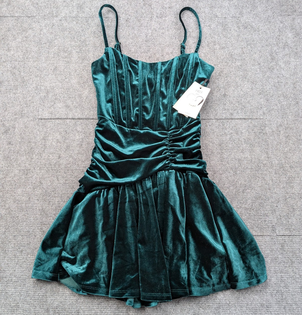 Iris Velvet Mini Dress Womens Small Corset Whimsigoth 90s Hoco Emerald Victorian